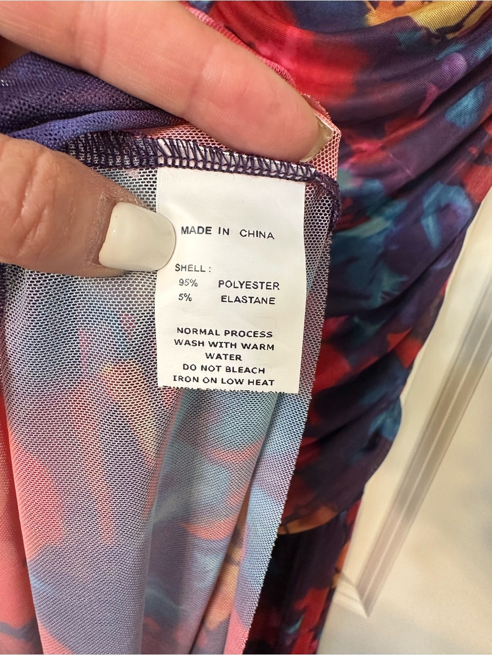 Amazon Pink Floral Mesh Maxi Dress with Blue Accents - Picture 4 of 13